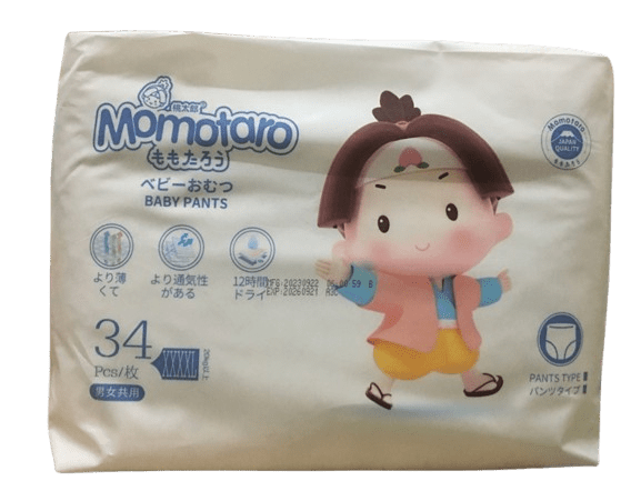Momotaro Baby Diapers Pant 4XL Size 34 Pcs (Over-17kg), Slim & Comfortable Baby Diapers