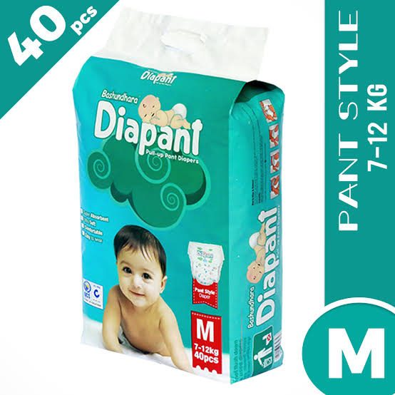 Bashundhara Baby Diaper Pant System M (7-12 kg) 40 Pices