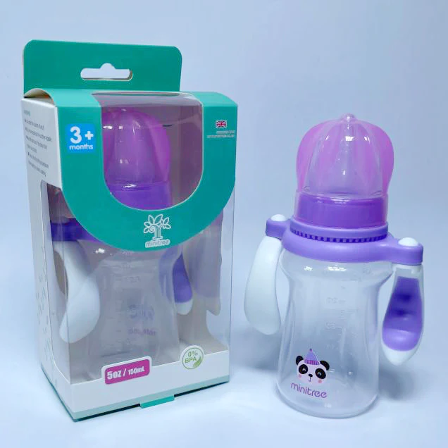 Minitree Regular Neck Purple Feeding Bottle With Handle 150ml
