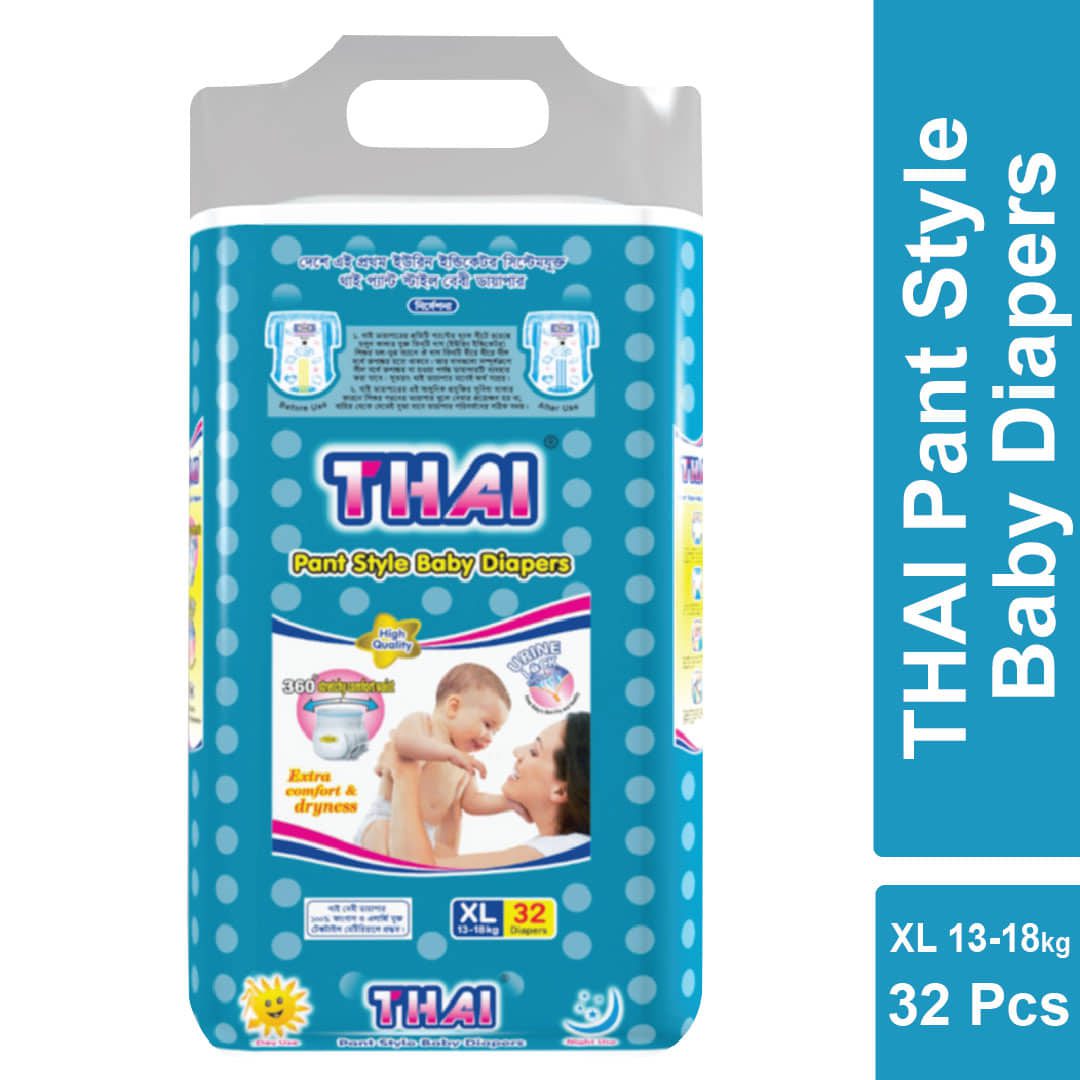 Thai Baby Diapers (Pant Style) XL size (13-18kg) 32 Pices
