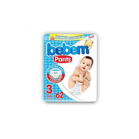 Bebem Baby Pant Diaper 3 midi (6-11kg) 62 Pcs ( Misor)